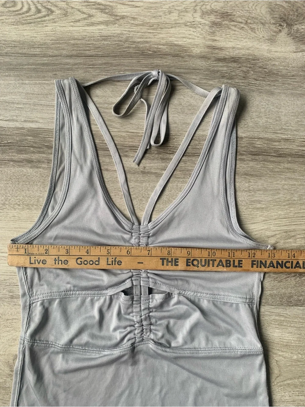 Free People Sugar Tank Top Strappy Keyhole Ruched Cami gray /silver XS